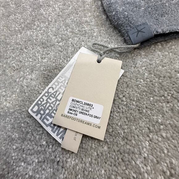 Barefoot Dreams NWT Cozy Chic Lite Confetti Beanie Hat Smokey Green Fog Gray - Picture 4 of 9